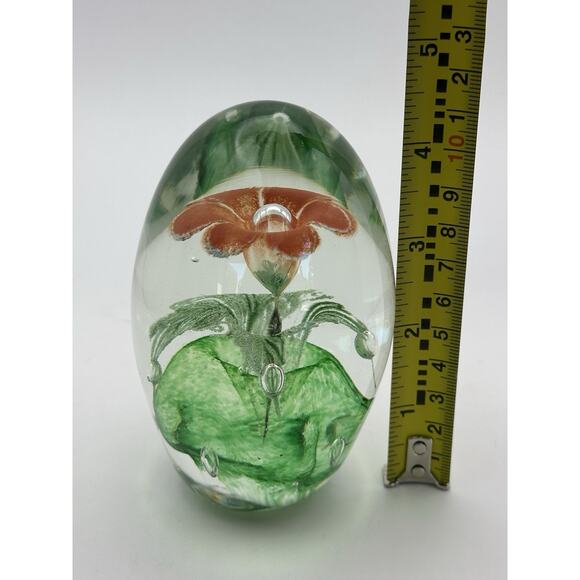 Vintage 1974 Hand Blown Glass Paper Weight Orange Flower Signed R. D. Colekagoff - Picture 8 of 9